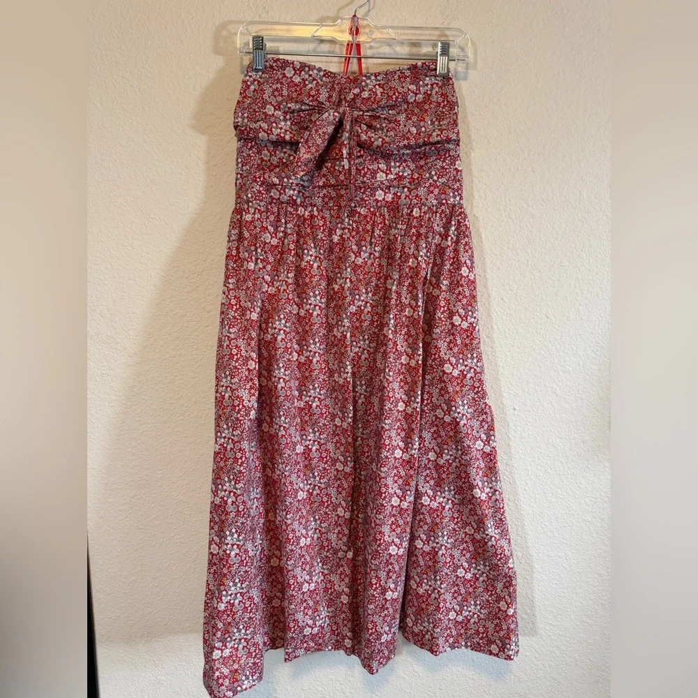 J. Crew Strapless Red Floral Dress-size 12